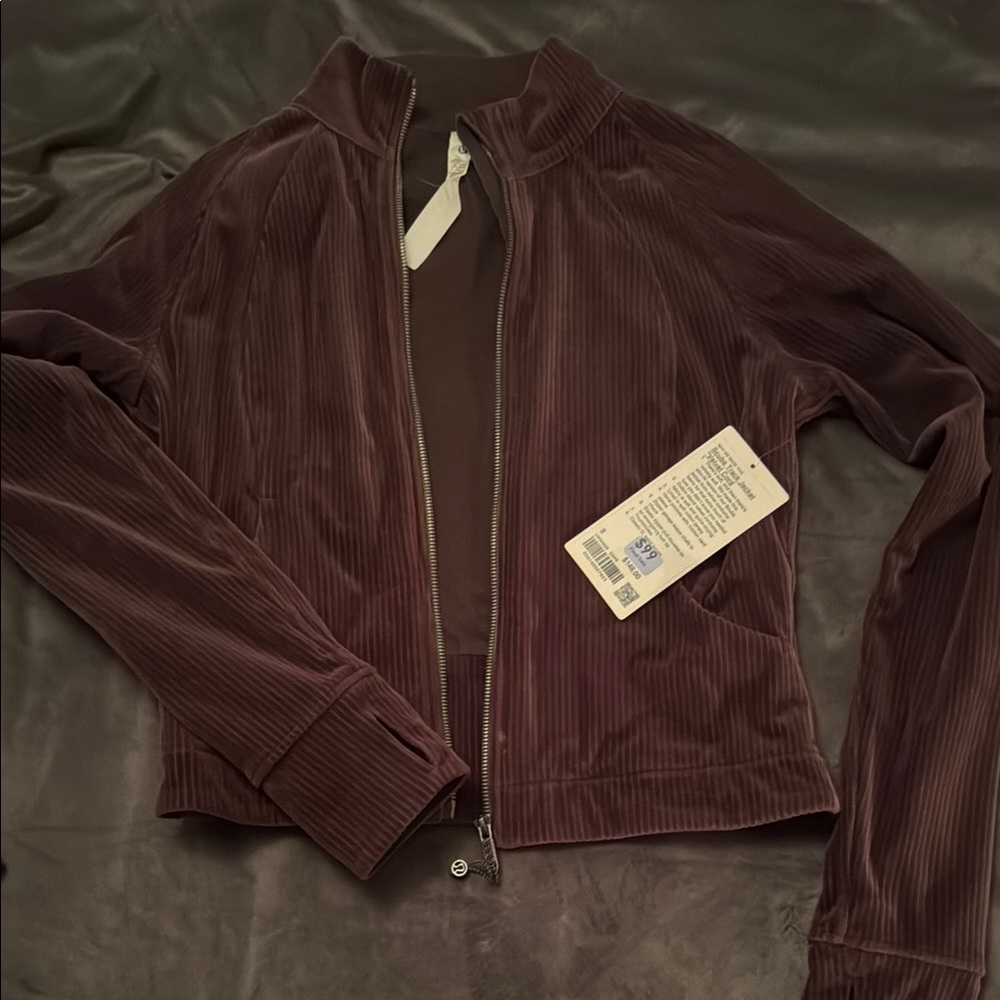Lululemon Scuba Track Jacket & MR Wide Leg Pant Velvet Cord Espresso